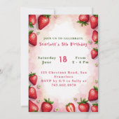 Strawberry Birthday Einladung Letter S Cake Theme (Rückseite)