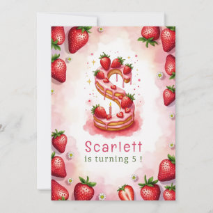 Strawberry Birthday Einladung Letter S Cake Theme