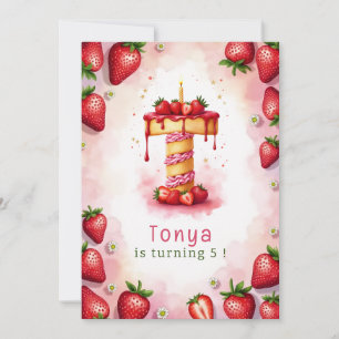 Strawberry Birthday Einladung Letter T Cake Theme