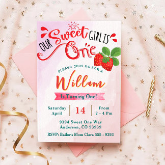 Strawberry Birthday Einladung | Sweet Girl