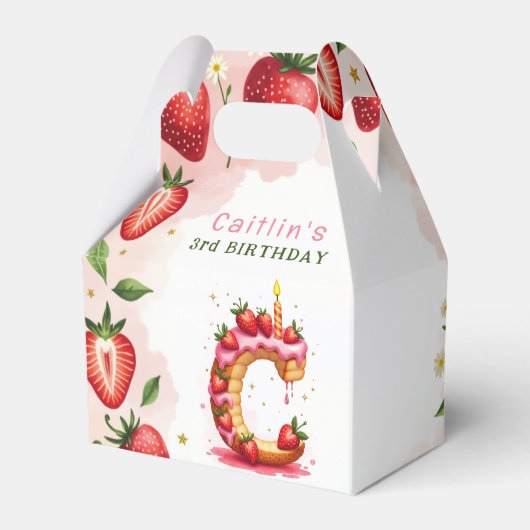 Strawberry Birthday Favor Box Letter C Cake Geschenkschachtel (Vorderseite)