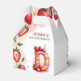 Strawberry Birthday Favor Box Letter D Cake Geschenkschachtel