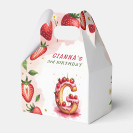 Strawberry Birthday Favor Box Letter G Cake Geschenkschachtel
