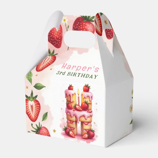 Strawberry Birthday Favor Box Letter H Cake Geschenkschachtel (Vorderseite)