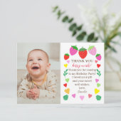 Strawberry Birthday Foto Danke, Card Dankeskarte (Stehend Vorderseite)