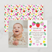 Strawberry Birthday Foto Danke, Card Dankeskarte (Vorne/Hinten)