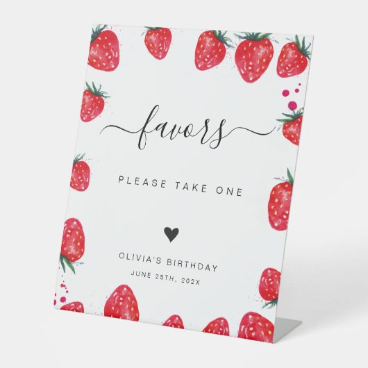 Strawberry Birthday Lieblings-Zeichen Sockelschild (Vorderseite)