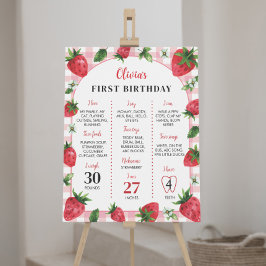 Strawberry Birthday Milestone Sign Berry Sweet Poster