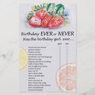 Strawberry Birthday nie oder nie Spiel