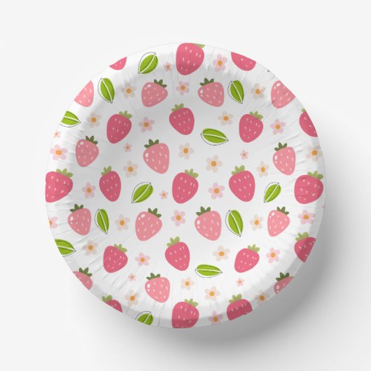 Strawberry Birthday Paper Bowl Pappteller (Vorderseite)