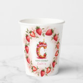 Strawberry Birthday Paper Cup Letter C Cake Pappbecher (Rückseite)