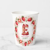 Strawberry Birthday Paper Cup Letter E Cake Pappbecher (Rückseite)
