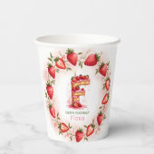 Strawberry Birthday Paper Cup Letter F Cake Pappbecher (Rückseite)