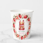 Strawberry Birthday Paper Cup Letter H Cake Pappbecher (Rückseite)