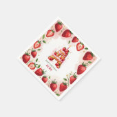 Strawberry Birthday Paper Napkin Letter A Cake Serviette (Ecke)