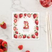 Strawberry Birthday Paper Napkin Letter B Cake Serviette (Beispiel)