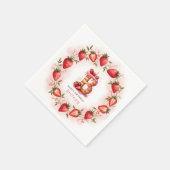 Strawberry Birthday Paper Napkin Letter B Cake Serviette (Ecke)