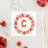 Strawberry Birthday Paper Napkin Letter C Cake Serviette (Beispiel)
