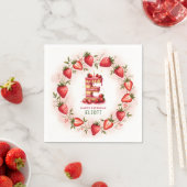 Strawberry Birthday Paper Napkin Letter E Cake Serviette (Beispiel)