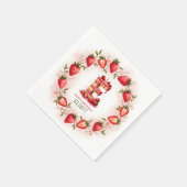 Strawberry Birthday Paper Napkin Letter E Cake Serviette (Ecke)