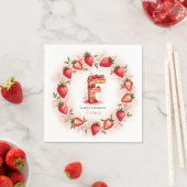 Strawberry Birthday Paper Napkin Letter F Cake Serviette (Beispiel)