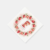 Strawberry Birthday Paper Napkin Letter F Cake Serviette (Ecke)