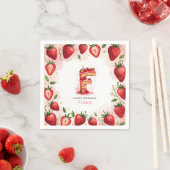 Strawberry Birthday Paper Napkin Letter F Cake Serviette (Beispiel)