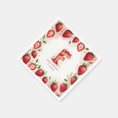 Strawberry Birthday Paper Napkin Letter F Cake Serviette (Ecke)
