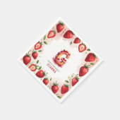 Strawberry Birthday Paper Napkin Letter G Cake Serviette (Ecke)