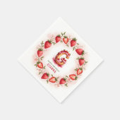 Strawberry Birthday Paper Napkin Letter G Cake Serviette (Ecke)