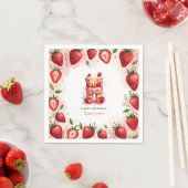 Strawberry Birthday Paper Napkin Letter H Cake Serviette (Beispiel)