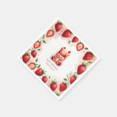 Strawberry Birthday Paper Napkin Letter H Cake Serviette (Ecke)