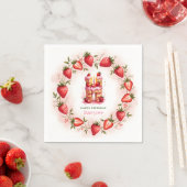Strawberry Birthday Paper Napkin Letter H Cake Serviette (Beispiel)