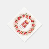 Strawberry Birthday Paper Napkin Letter H Cake Serviette (Ecke)