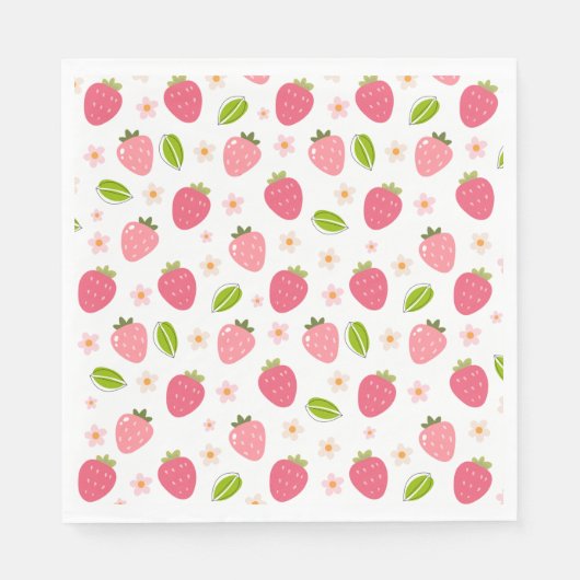 Strawberry Birthday Paper Napkin Serviette (Vorderseite)