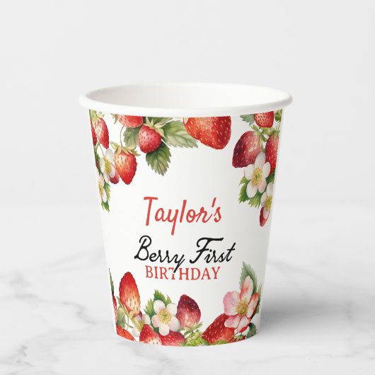 Strawberry Birthday Pappbecher (Vorderseite)