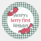 Strawberry Birthday Party Aufkleber oder Gefallen (Vorderseite)