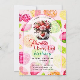 Strawberry Birthday Party Berry Erste Einladung