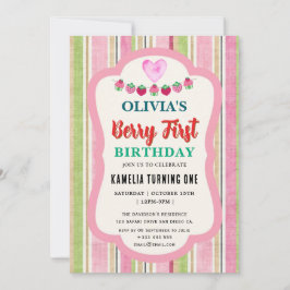 Strawberry Birthday Party Berry First Einladung