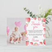 Strawberry Birthday Party Danke Karte (Stehend Vorderseite)