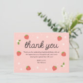 Strawberry Birthday Party Danke Karte (Stehend Vorderseite)