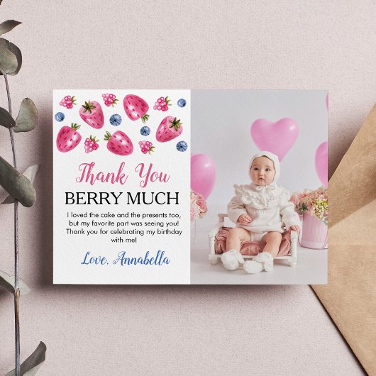 Strawberry Birthday Party Danke Karte