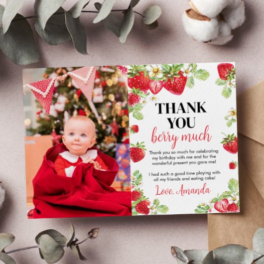 Strawberry Birthday Party Danke Karte