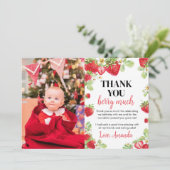 Strawberry Birthday Party Danke Karte (Stehend Vorderseite)