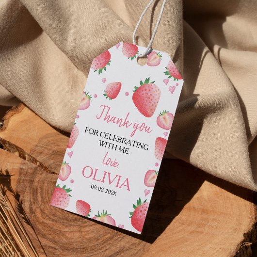 Strawberry Birthday Party Danke Tag Geschenkanhänger