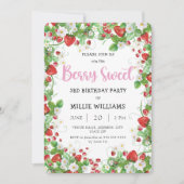 Strawberry Birthday Party Einladung (Vorderseite)