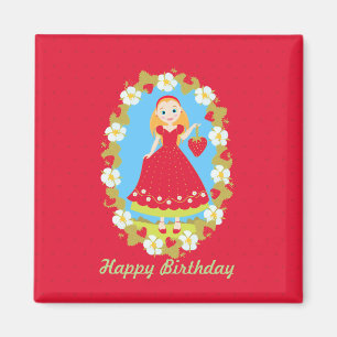 Strawberry Birthday Party Girl Magnet