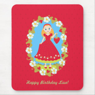 Strawberry Birthday Party Girl Mousepad