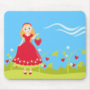 Strawberry Birthday Party Girl Mousepad