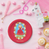 Strawberry Birthday Party Girl Pappteller (Party)